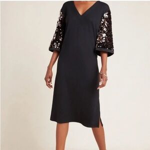 Elegant Black Sequin Sleeve Dress